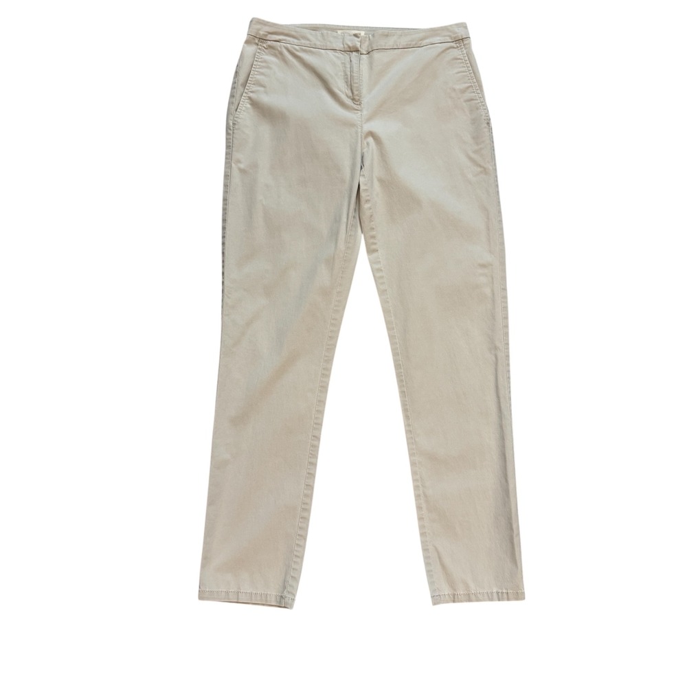 EILEEN FISHER Straight‎ Leg Pants Light Khaki Organic Cotton Blend Size 4